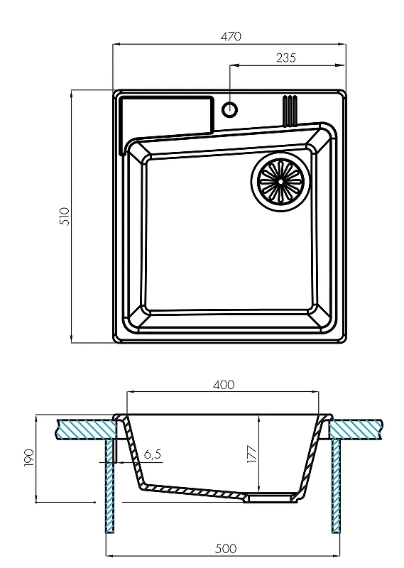 Кухонная мойка Aquaton Парма 47 1A713032PM220 Песочная искусственный камень (литьевой мрамор) встраиваемый