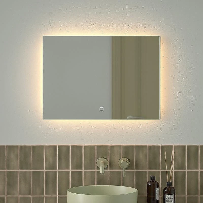 Зеркало Defesto Glow 70х50 DF 2514SH с подсветкой 21W-3000К/с фацетом/Сенсорный выключатель/Теплый белый свет