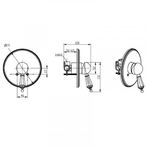 Смеситель для душа Boheme Imperiale Presente 325 Золото латунь встраиваемый