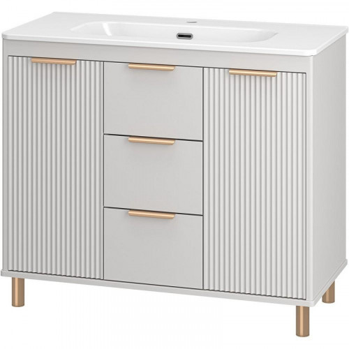 Тумба с раковиной Brevita Risacca Crema 100 УТ000025682 Серая матовая