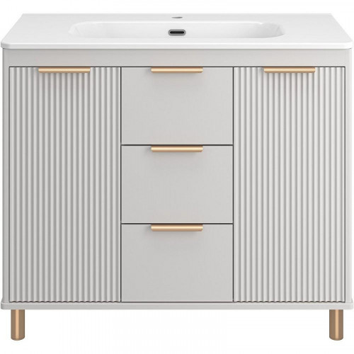 Тумба с раковиной Brevita Risacca Crema 100 УТ000025682 Серая матовая