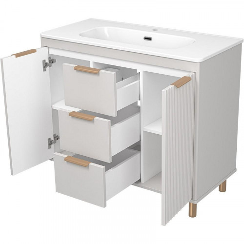 Тумба с раковиной Brevita Risacca Crema 100 УТ000025682 Серая матовая