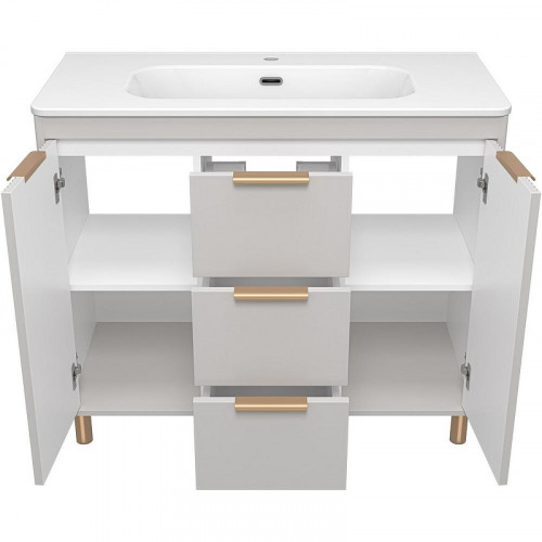 Тумба с раковиной Brevita Risacca Crema 100 УТ000025682 Серая матовая