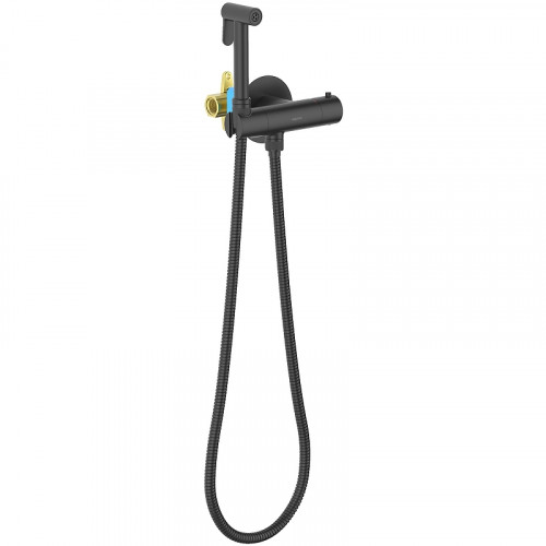 Гигиенический душ со смесителем Aquatek Оберон AQ1027MB с термостатом Черный матовый латунь встраиваемый