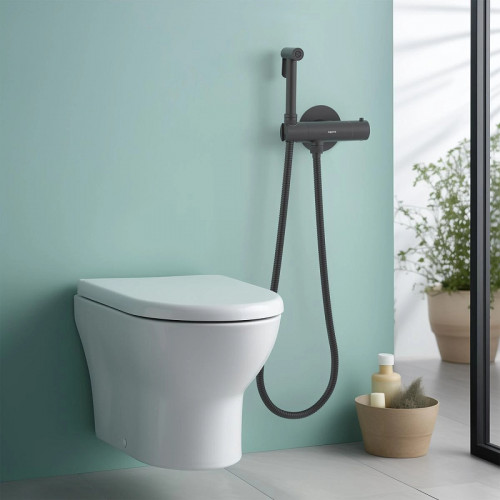 Гигиенический душ со смесителем Aquatek Оберон AQ1027MB с термостатом Черный матовый латунь встраиваемый