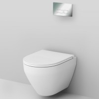 Комплект унитаза с инсталляцией AM.PM Spirit V2.0 FlashClean IS47051.701700 с сиденьем Микролифт и клавишей смыва Хром фарфор подвесной