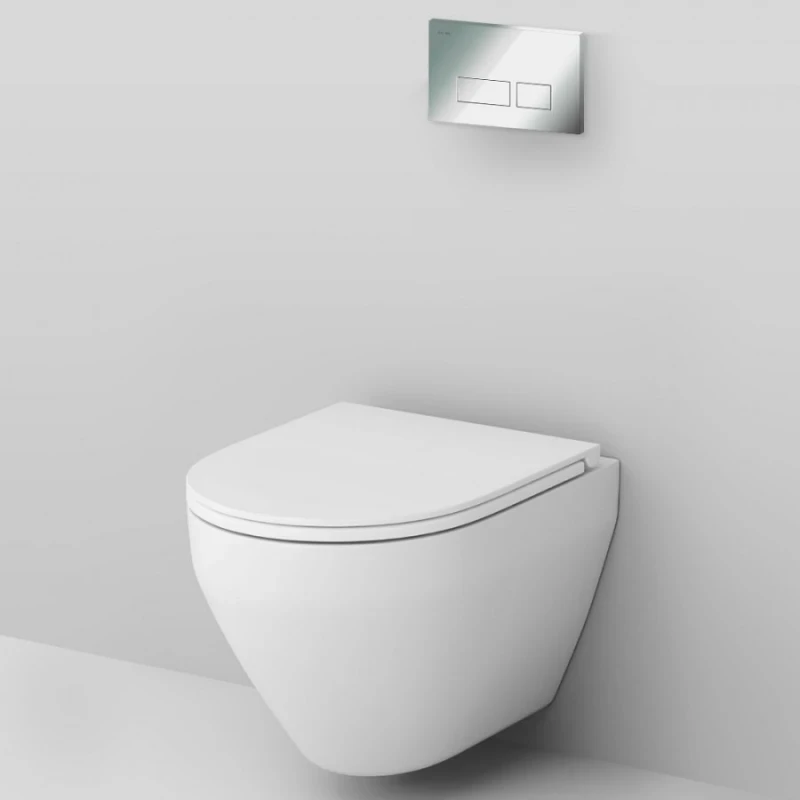 Комплект унитаза с инсталляцией AM.PM Spirit V2.0 FlashClean IS47051.701700 с сиденьем Микролифт и клавишей смыва Хром фарфор подвесной