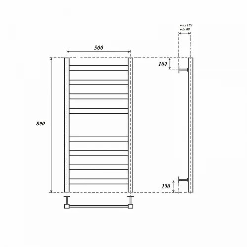 Электрический полотенцесушитель Point Меркурий PN83158E П8 500x800 левый/правый Хром