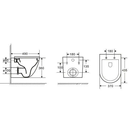 Унитаз подвесной Azario Grado AZ-0046-UQ1-MB цвет Черный матовый с сиденьем Микролифт
