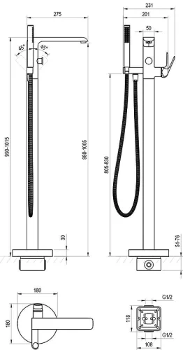 Смеситель для ванны Ravak Flat FL 080.00CR X070440 цвет Хром