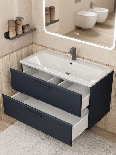 Тумба с раковиной Uperwood Foster New 90 KFosterNEW90b подвесная цвет Черный матовый