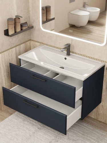 Тумба с раковиной Uperwood Foster New 90 KFosterNEW90b подвесная цвет Черный матовый