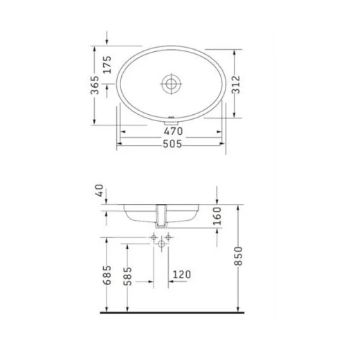 Раковина встраиваемая снизу Duravit Jelsa 50 2401470028 цвет Белый