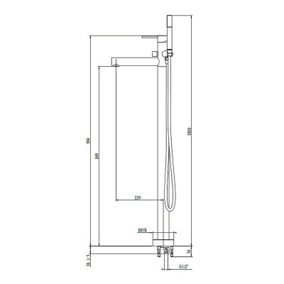 Смеситель для ванны Gattoni Circle One 9008/90NO Черный матовый