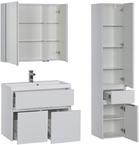 Шкаф пенал Aquanet Латина 35 R179606 подвесной Белый МДФ / ЛДСП