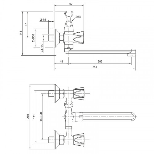 Смеситель для ванны WesnaArt Kamila KAM16-323-23251 универсальный Хром