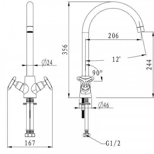Смеситель для кухни Kaiser Trio 57033 Хром латунь