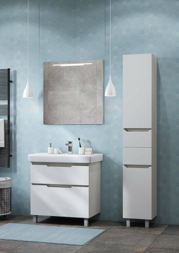 Зеркало Aquaton Дакота 80 1A203102DA010 с подсветкой Белое с выключателем МДФ / ЛДСП, стекло