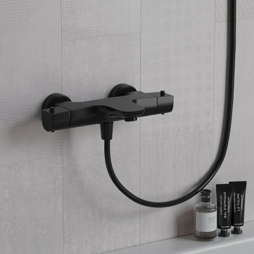 Смеситель для ванны Paini Nove 09YO111TH с термостатом Черный матовый