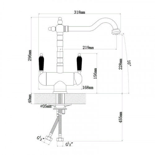 Смеситель для кухни Florentina Ария 333.21H.2113.302 Антрацит латунь