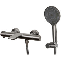 Смеситель для ванны Kaiser Serio 05322-15 с термостатом Вороненая сталь латунь на стену