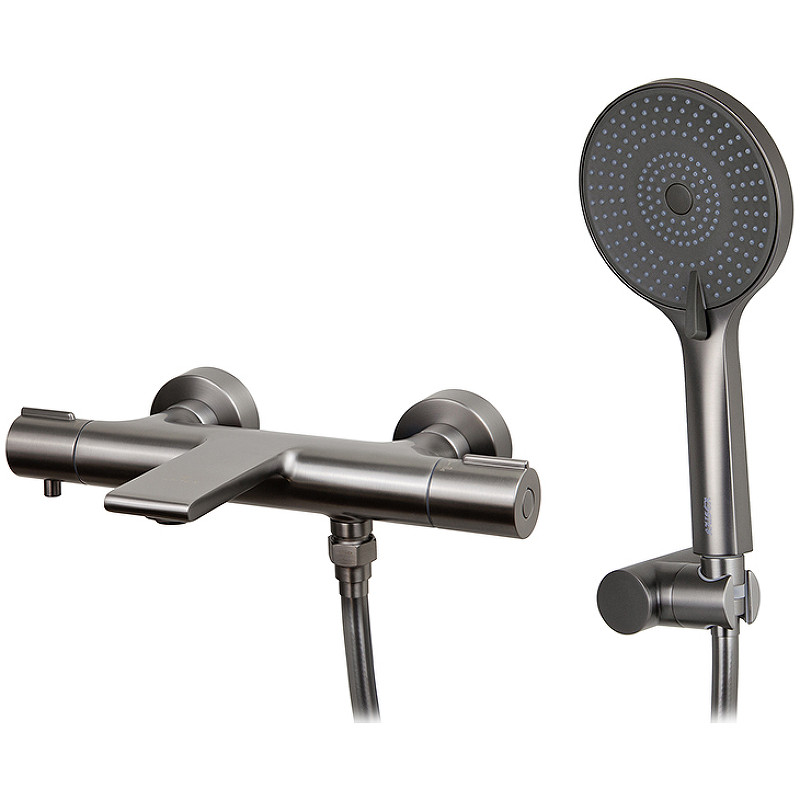 Смеситель для ванны Kaiser Serio 05322-15 с термостатом Вороненая сталь латунь на стену