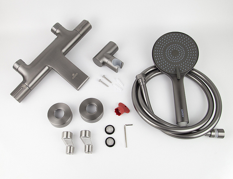 Смеситель для ванны Kaiser Serio 05322-15 с термостатом Вороненая сталь латунь на стену