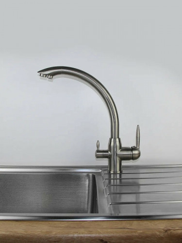 Смеситель для кухни Viko V-5254 Серебро латунь на столешницу