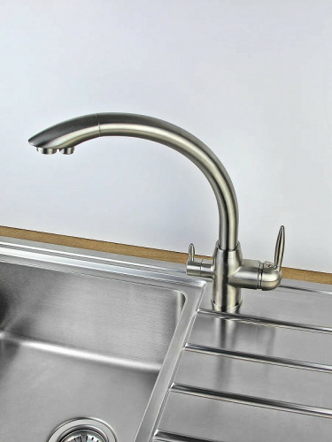 Смеситель для кухни Viko V-5254 Серебро латунь на столешницу