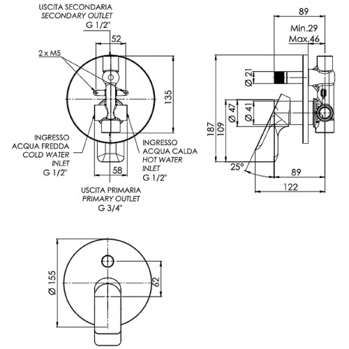 Смеситель для душа Remer Infinity I09HNO Черный матовый латунь встраиваемый