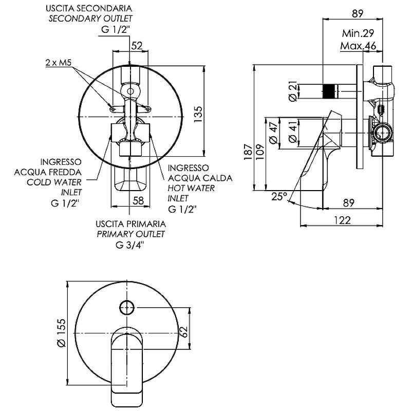 Смеситель для душа Remer Infinity I09HNO Черный матовый латунь встраиваемый