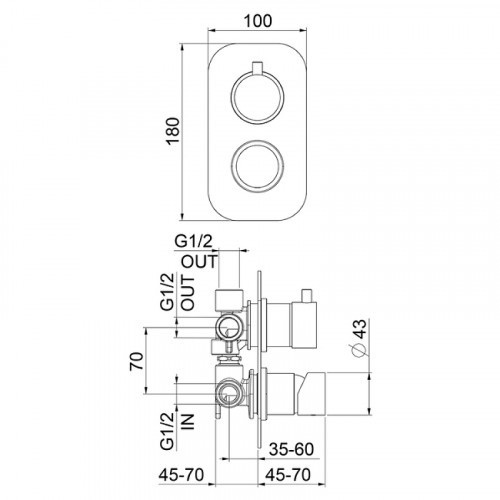 Смеситель для душа Webert One-B NB860101560 Черный матовый встраиваемый