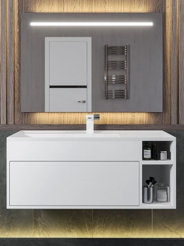 Тумба с раковиной Uperwood Lotus Premium 100 39340207463 подвесная цвет Белый матовый