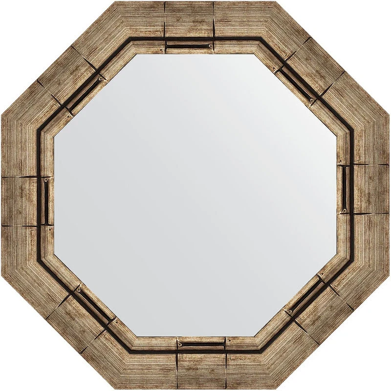 Зеркало Evoform Octagon 54х54 BY 3667 в багетной раме - Серебряный бамбук 73 мм