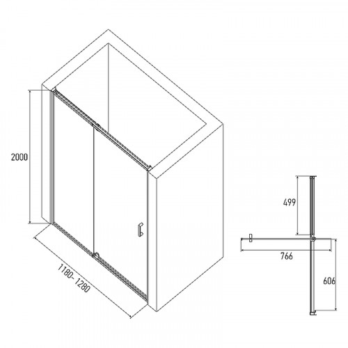 Душевая дверь Alex Baitler 120 AB78C120 профиль Сатин стекло матовое