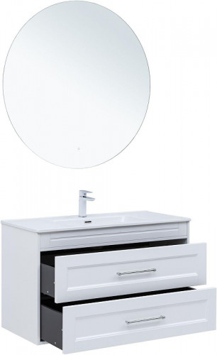 Тумба под раковину Aquanet Бостон New 100 306369 подвесная цвет Белый сатин