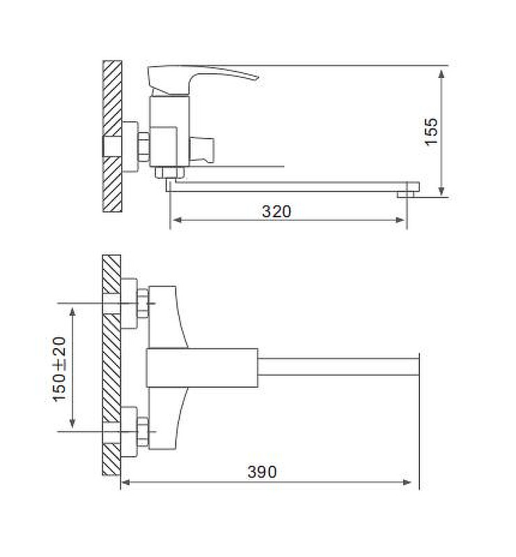 Смеситель для ванны Gappo G07 G2207-7 универсальный Белый Хром латунь на стену