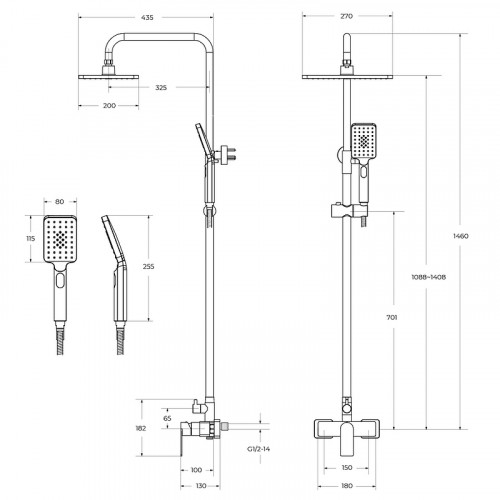 Душевая система Cezares Slider SLIDER-CD-01 Хром нержавеющая сталь на стену
