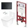 Унитаз с инсталляцией Tece Spring base K401115WCS цвет Белый с сиденьем Микролифт и клавишей смыва цвет Черный матовый