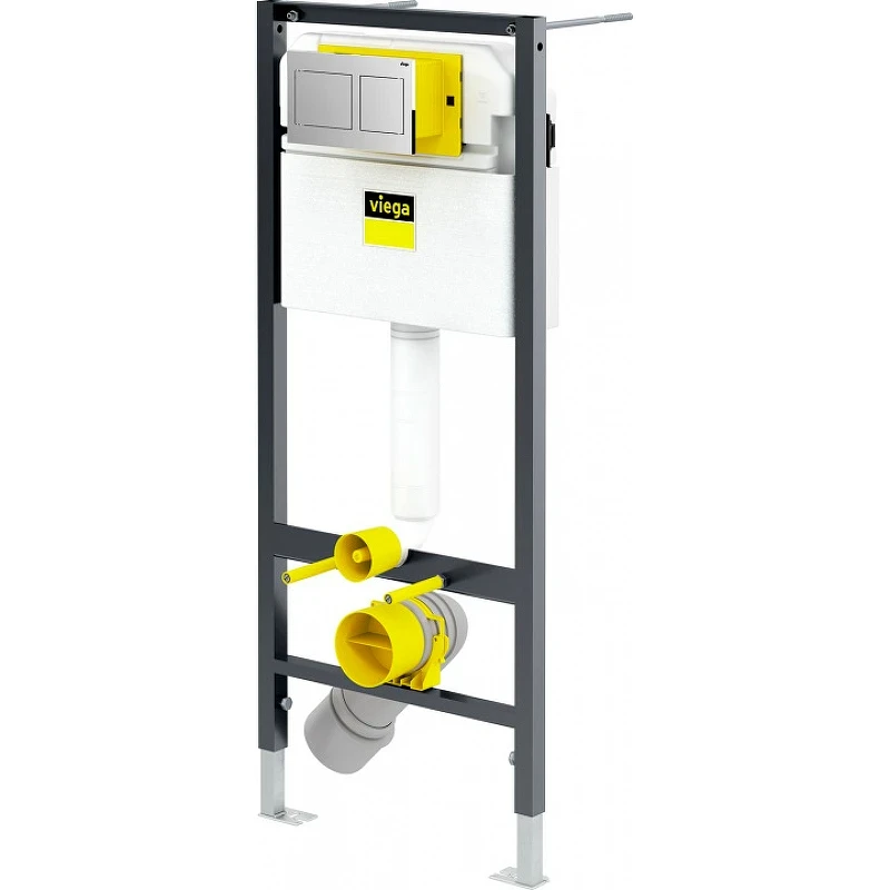 Комплект унитаза Ceramicanova Forma CN3009 с инсталляцией Viega Prevista Dry 8524.14 792596 с сиденьем Микролифт и клавишей смыва Хром фарфор подвесной