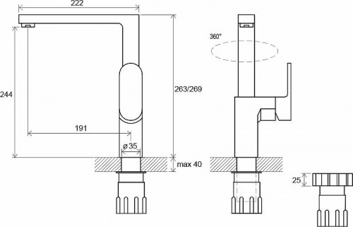 Смеситель для кухни Ravak Chrome CR 016.00 X070054 Хром латунь