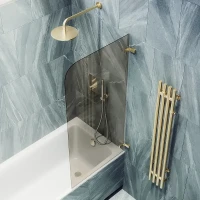Шторка для ванны Maybah Glass MGV-651-3 705х1400 поворотная на петлях Золото стекло бронзовое