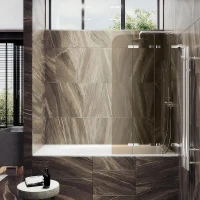 Шторка для ванны Maybah Glass MGV-580-4 750х1400 складная 3 секции Хром глянцевый стекло бронзовое