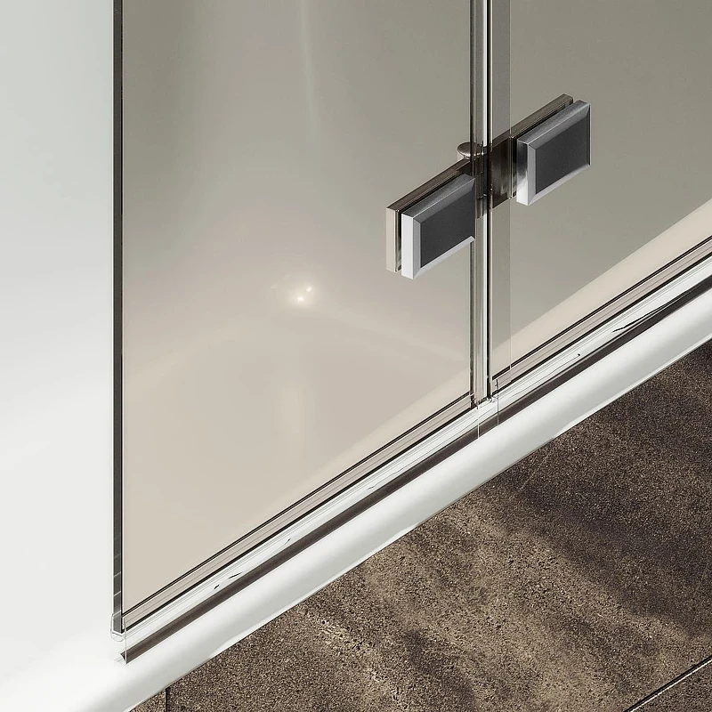 Шторка для ванны Maybah Glass MGV-580-4 750х1400 складная 3 секции Хром глянцевый стекло бронзовое