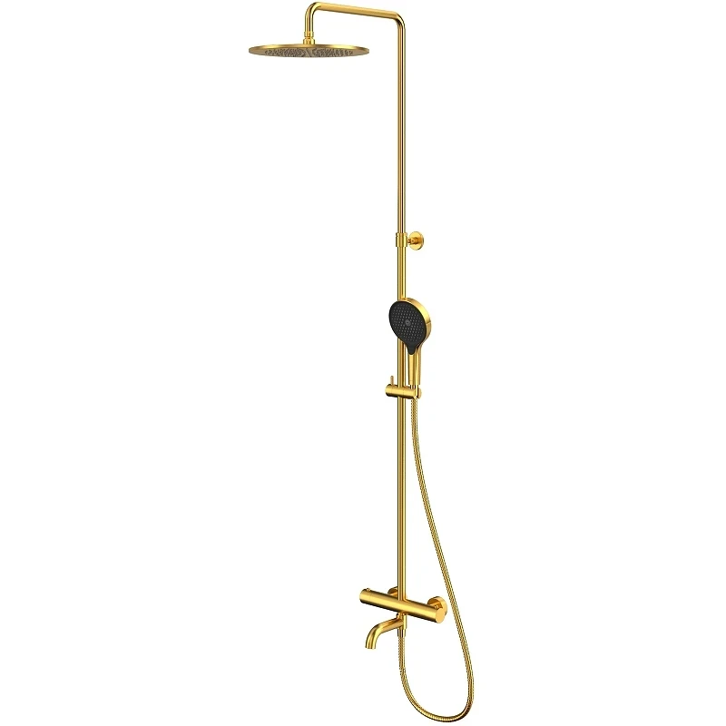 Душевая система Whitecross Y brushed gold Y1234TOPGLB с термостатом Брашированное золото латунь на стену