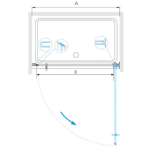 Душевая дверь RGW Hotel HO-011B 70 350601107-14 профиль Черный стекло прозрачное