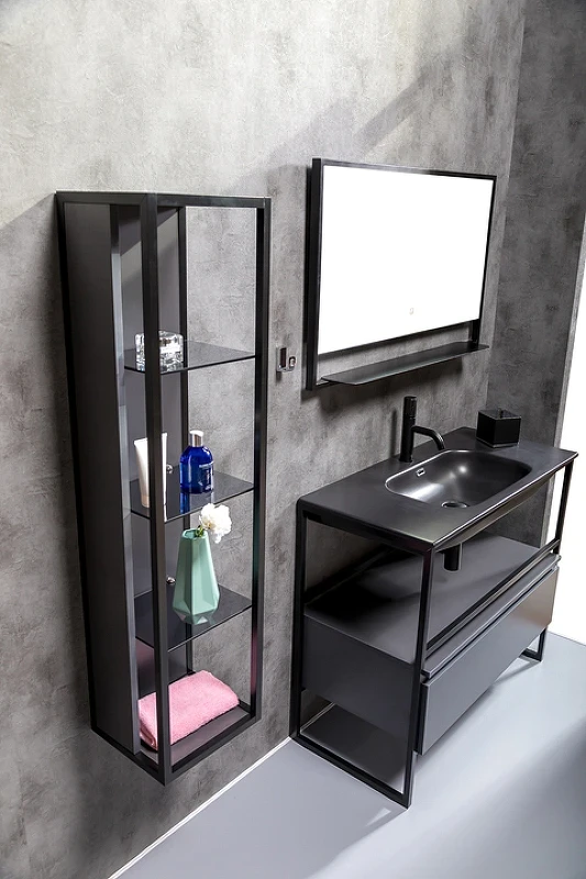 Шкаф пенал Boheme Armadi Art Loft 30 896-A подвесной Антрацит МДФ / ЛДСП