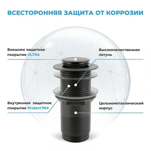 Донный клапан Wellsee Drainage System 182135000 click-clack цвет Черный матовый