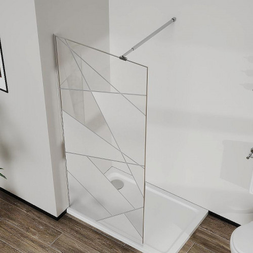 Душевая перегородка Azario Walk-in 100 AZ-271-100-MGR-CGP профиль Графит матовый стекло прозрачное с графическим принтом