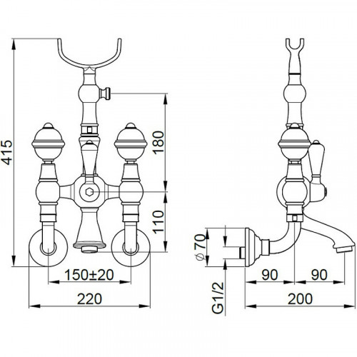 Смеситель для ванны Migliore Cristalia 18585 Хром латунь на стену